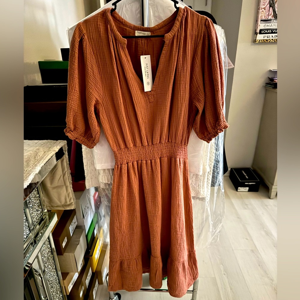 Women's Rust Pink Dress Ruffled